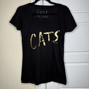 CATS Broadway T-Shirt Women's Medium Gold Black Double Sided Graphic Sheer